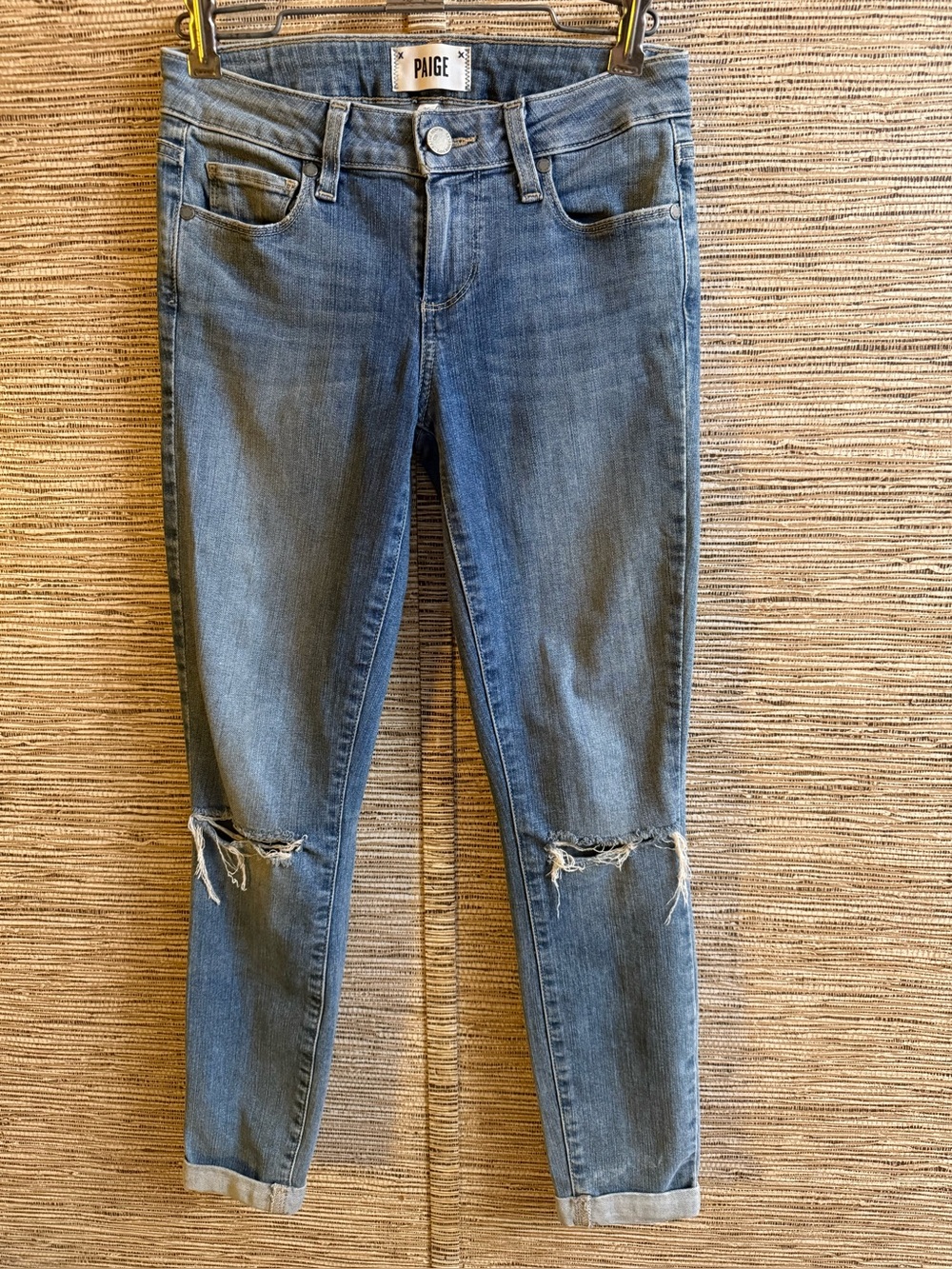 Paige Jeans Women’s Size 26 Light Wash Verdugo Ankle Distress Cuffed Crop
